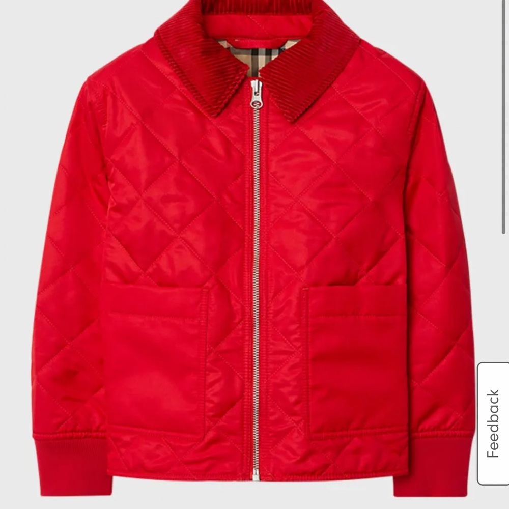 NWT little boys Burberry red coat beautiful coat lined Burberry inside
